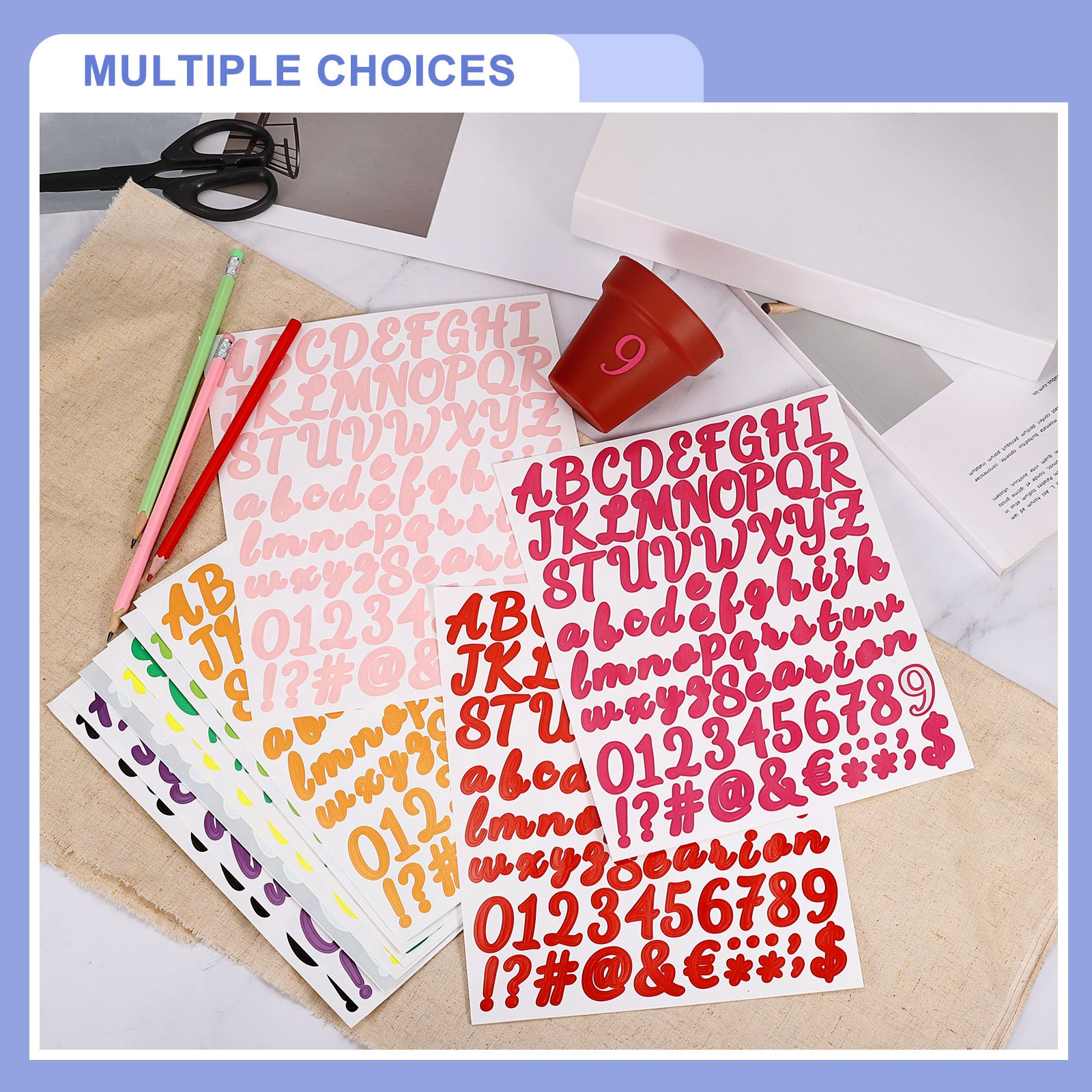 Stickers numbers/letters 672pcs (orange 2.5cm) 8 sheets