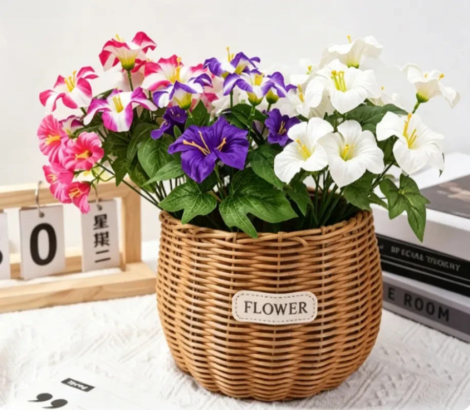 9*7 Heads 30cm Faux Silk Bouquet,Artificial Morning Glory Flowers,Home Floral