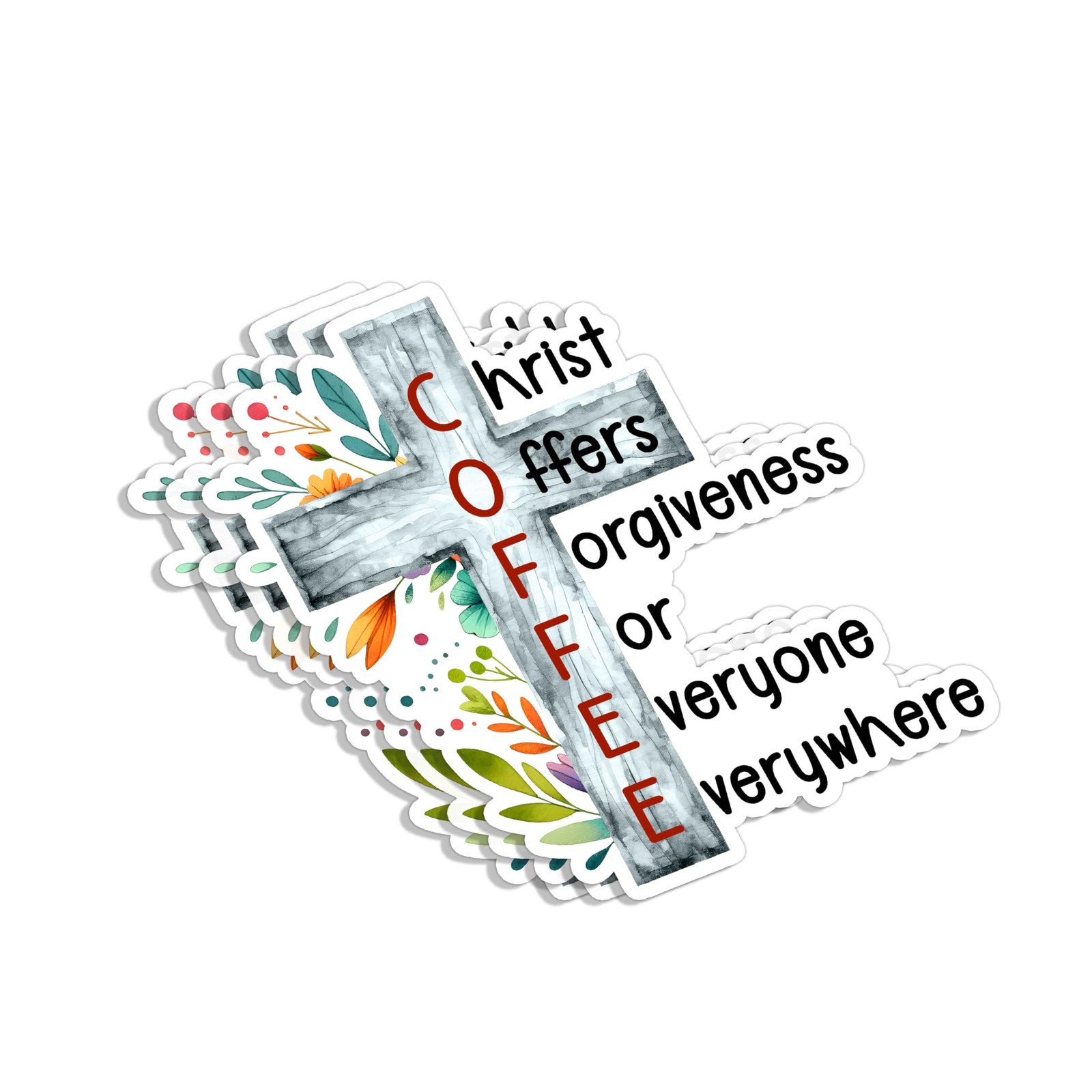 LAVENDRIX Coffee Christ Forgiveness Sticker 3×2.8″ Vinyl