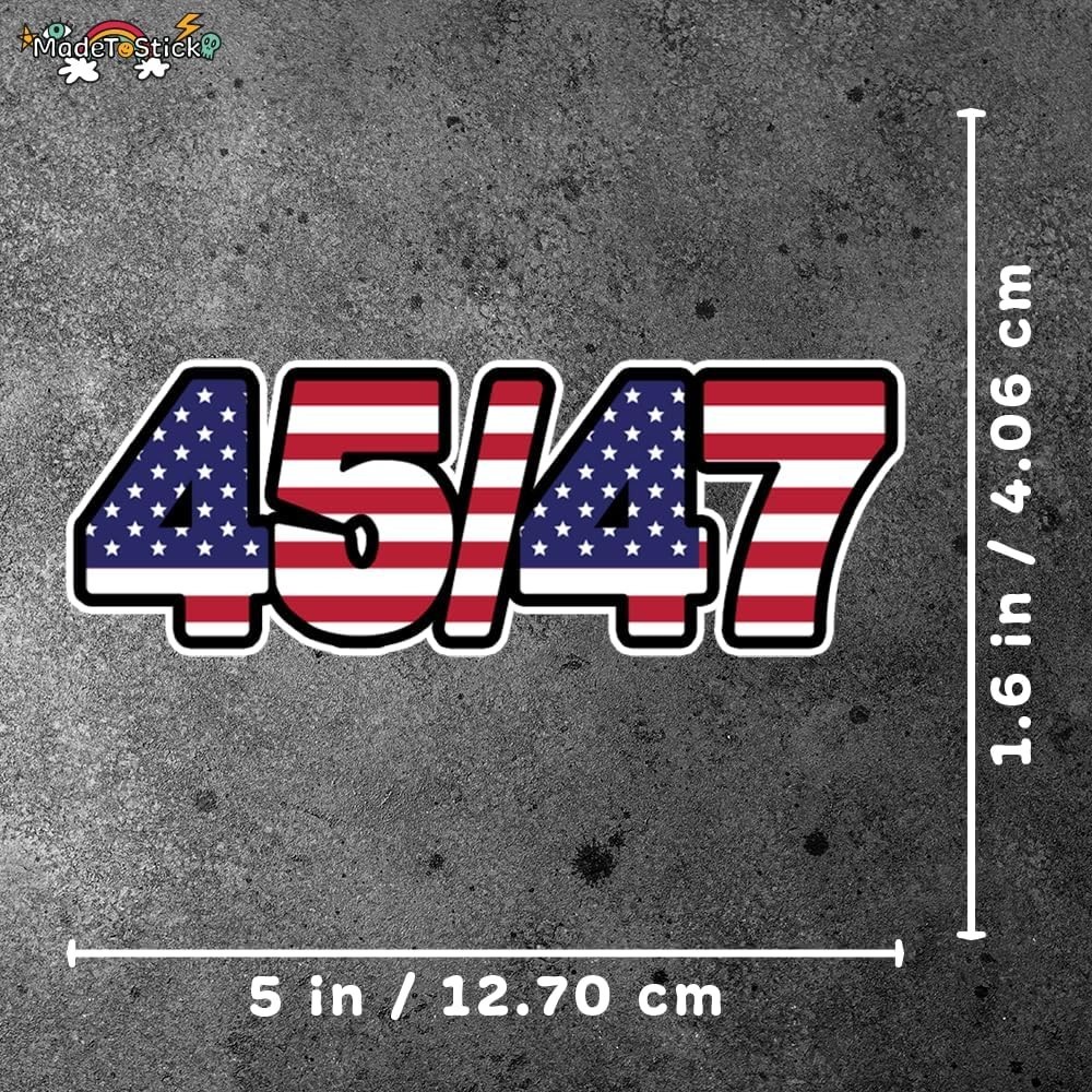 American Flag 45 47 Patriotic 2-Pack Vinyl Decal Car Bumper Sticker 5″x1.6″