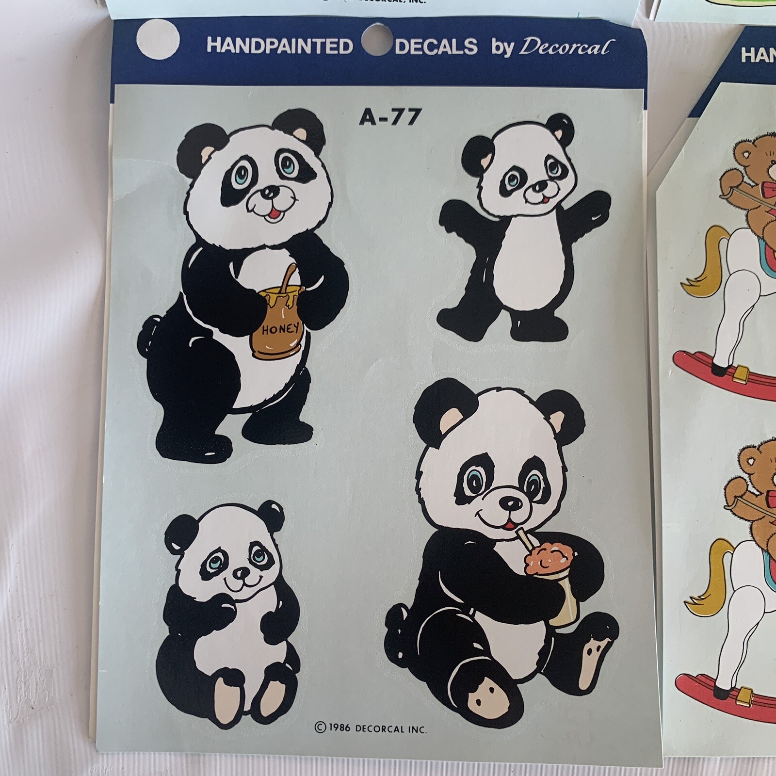 Vintage Hand Painted Decals Decoral Childrens Teddy Bears Panda Farm Animals LOT