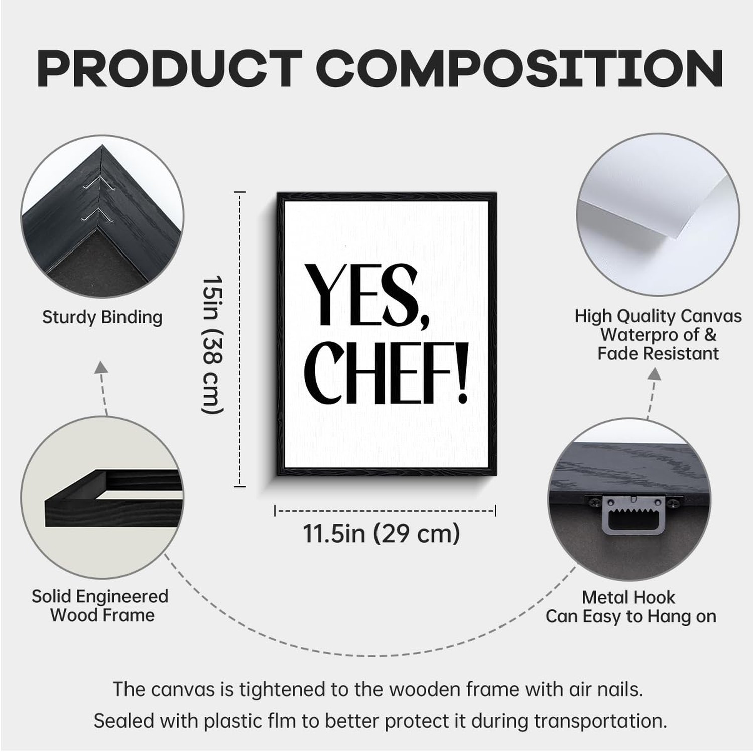 Yes Chef Quote Wall Art, yes chef message, minimalist wall decor, ready to ha…