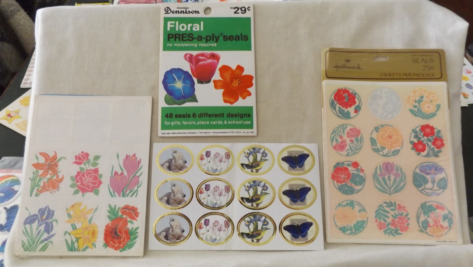 Variety of Flower Stickers by Hallmark, Dennison & Unbranded 110 Total Stickers