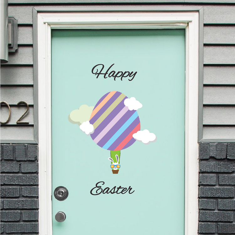 Happy Easter Mural Clings Vinyl Decal Wall Art Bunny Rabbit Art Holiday, h98