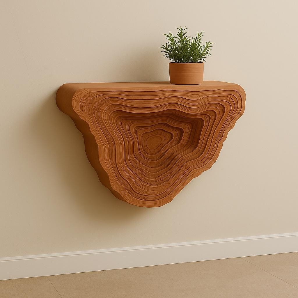 3D Printed Floating Shelf | Geometric Wall Modern Layered Design | Minimalist