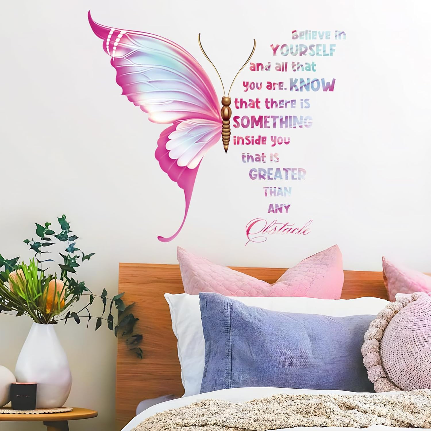 Large Inspirational Butterfly Wall Decals Stickers, Motivational Saying Positive