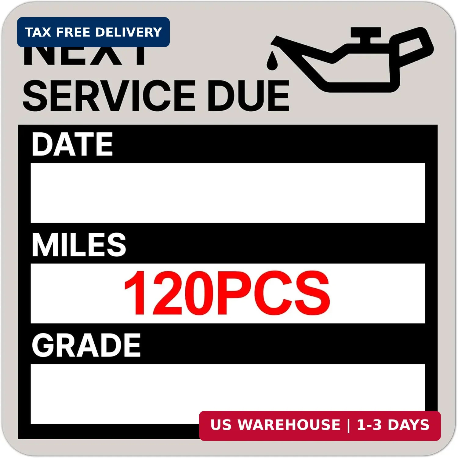 for Oil Change Sticker Static Cling, Clear Stickers 120 Pcs 2″x 2″ Next Service