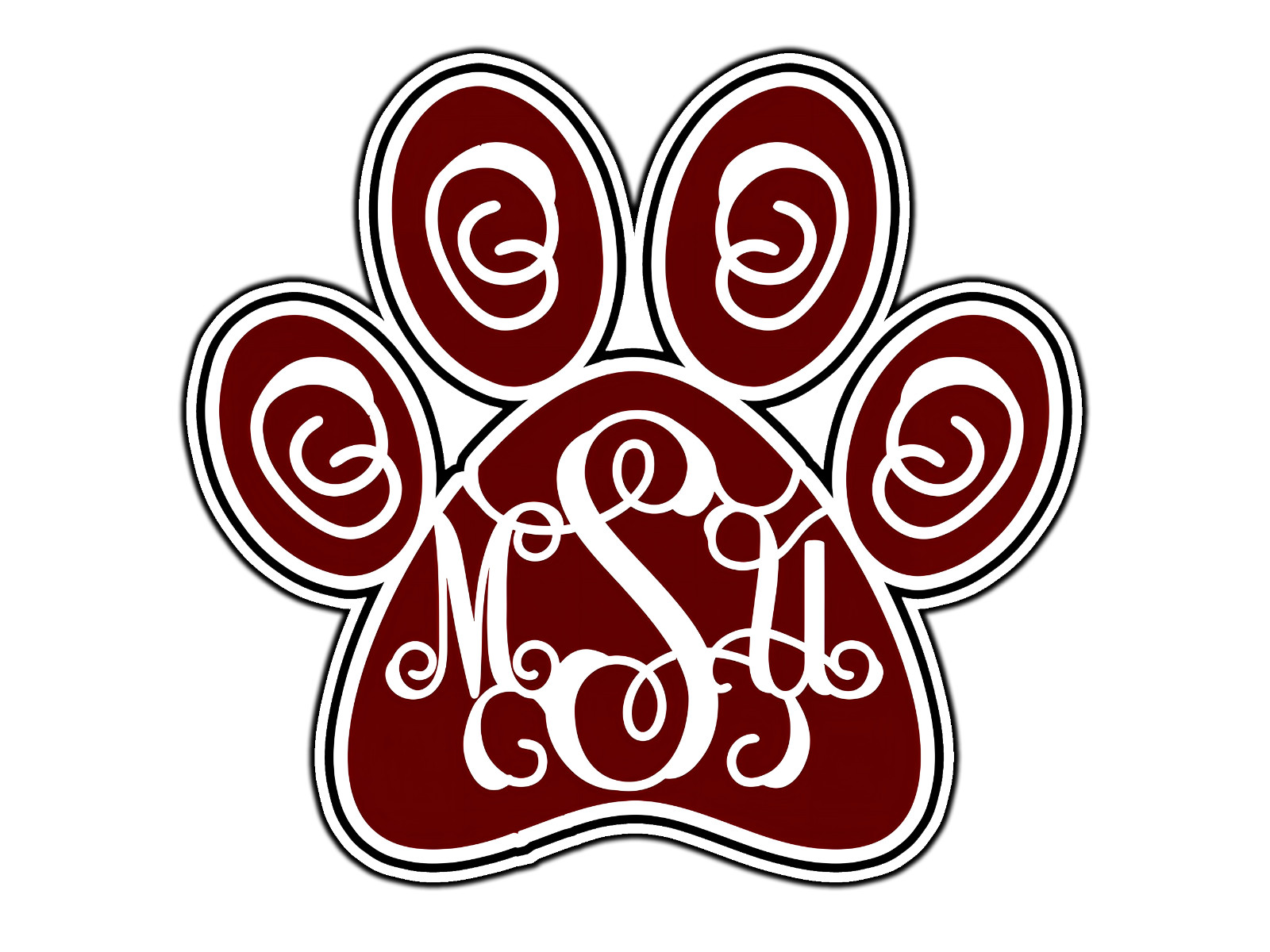 #329 MSU Bulldog Paw Print Logo Waterproof Vinyl Sticker Decal Die-Cut