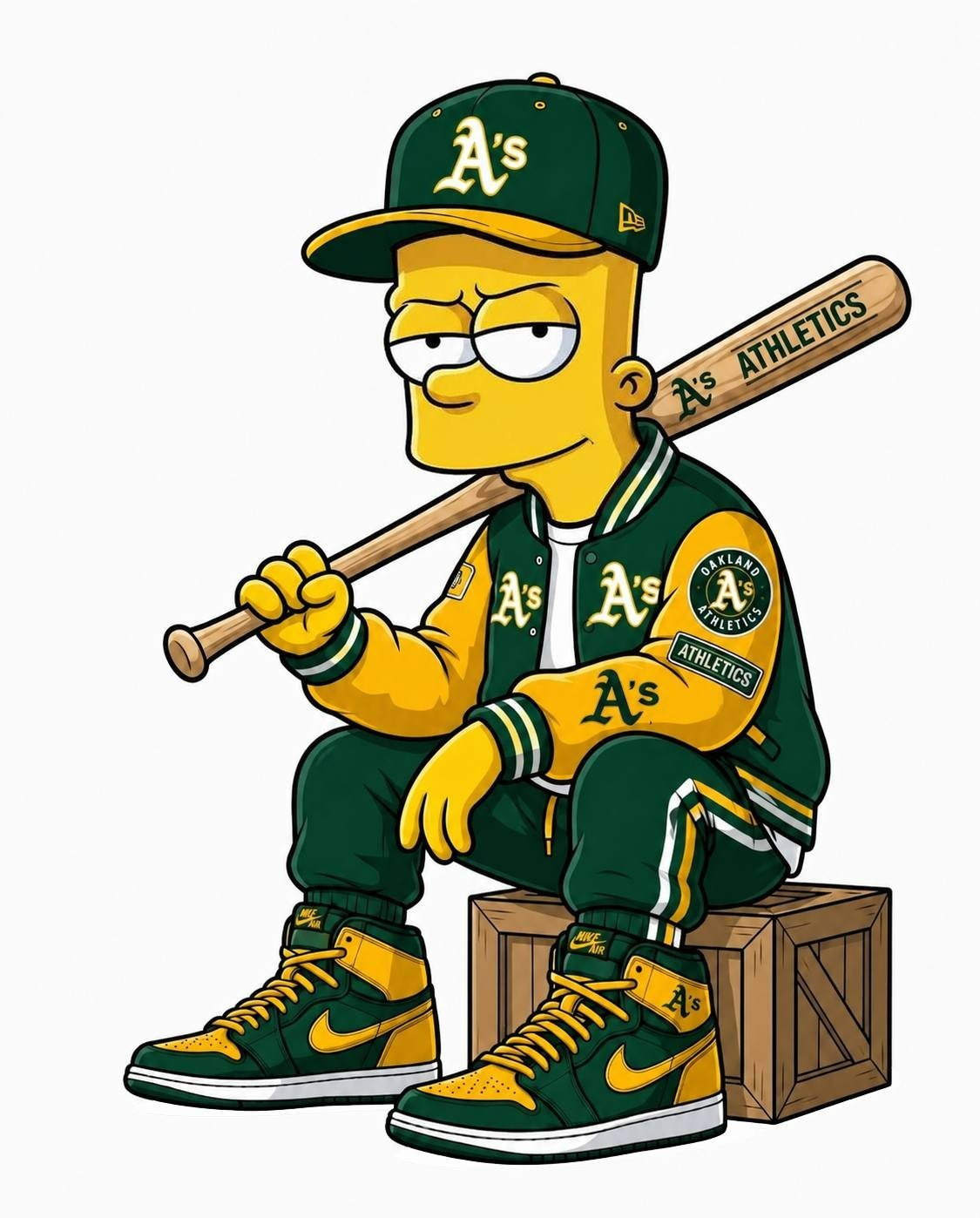 Bart Simpson A’s Fan Sticker Decal Laptop Wall Mirror Cup Tumblr Locker Bin