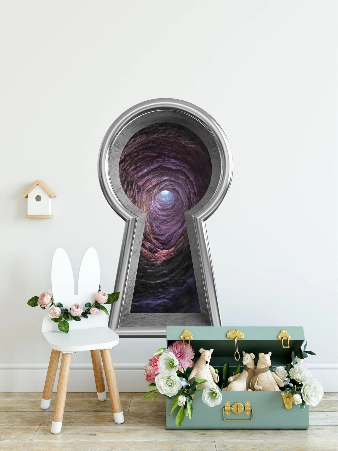 Keyhole Fabric Wall Decal – Down the Rabbit Hole – Wonderland Nursery Decor