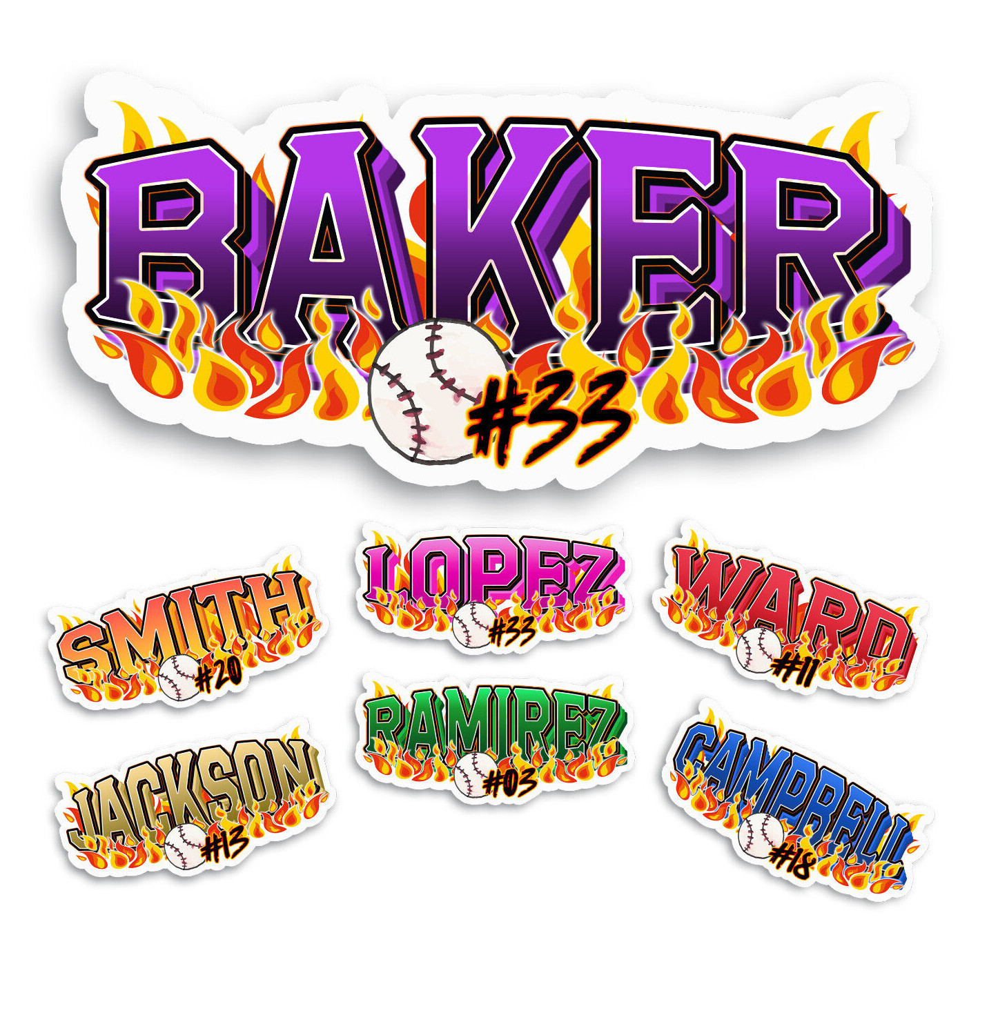 Custom Name Sticker Team Sports Baseball School Spirit Gear Water Bottle Decal