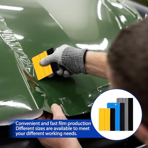3 Pcs Squeegee for Vinyl, Black Felt Edge Vinyl Squeegee 4in, 5in, 6in Felt
