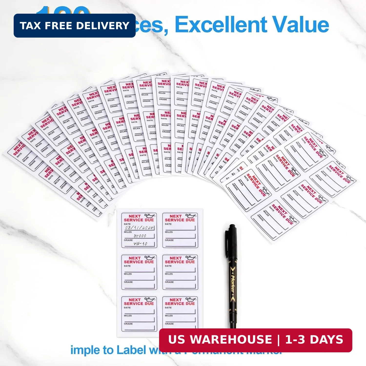 for Oil Change Sticker Static Cling, Clear Stickers 120 Pcs 2″x 2″ Next Service