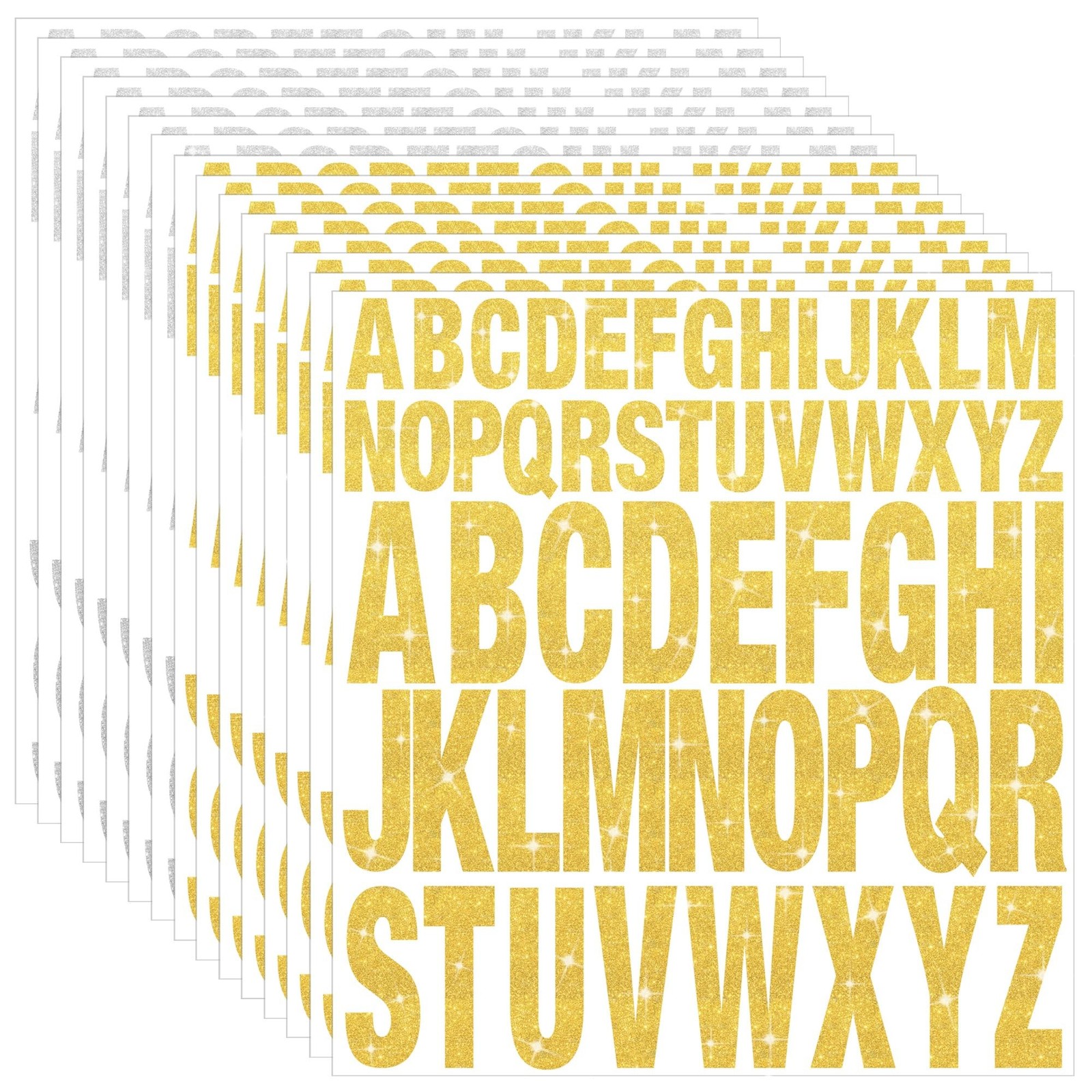15 Sheets Letter Stickers Glitter Capital Letters Large Self-Adhesive Vinyl A…