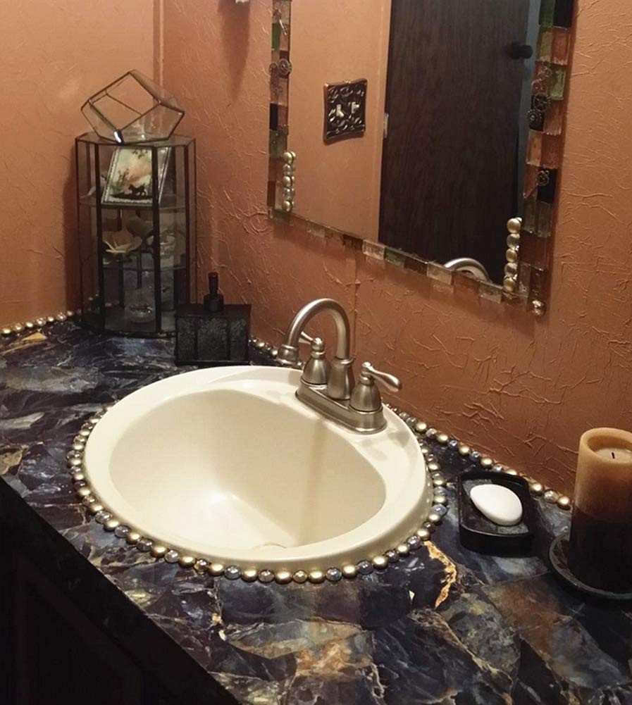 Adhesive Marble Paper Granite Look Marble Effect Gloss 2″ x 15.8″ Blue Stone