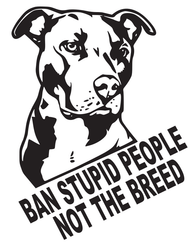 PIT BULL ~ BAN STUPID PEOPLE ~ NOT THE BREED ~ VINYL GRAPHIC DECAL / STICKER