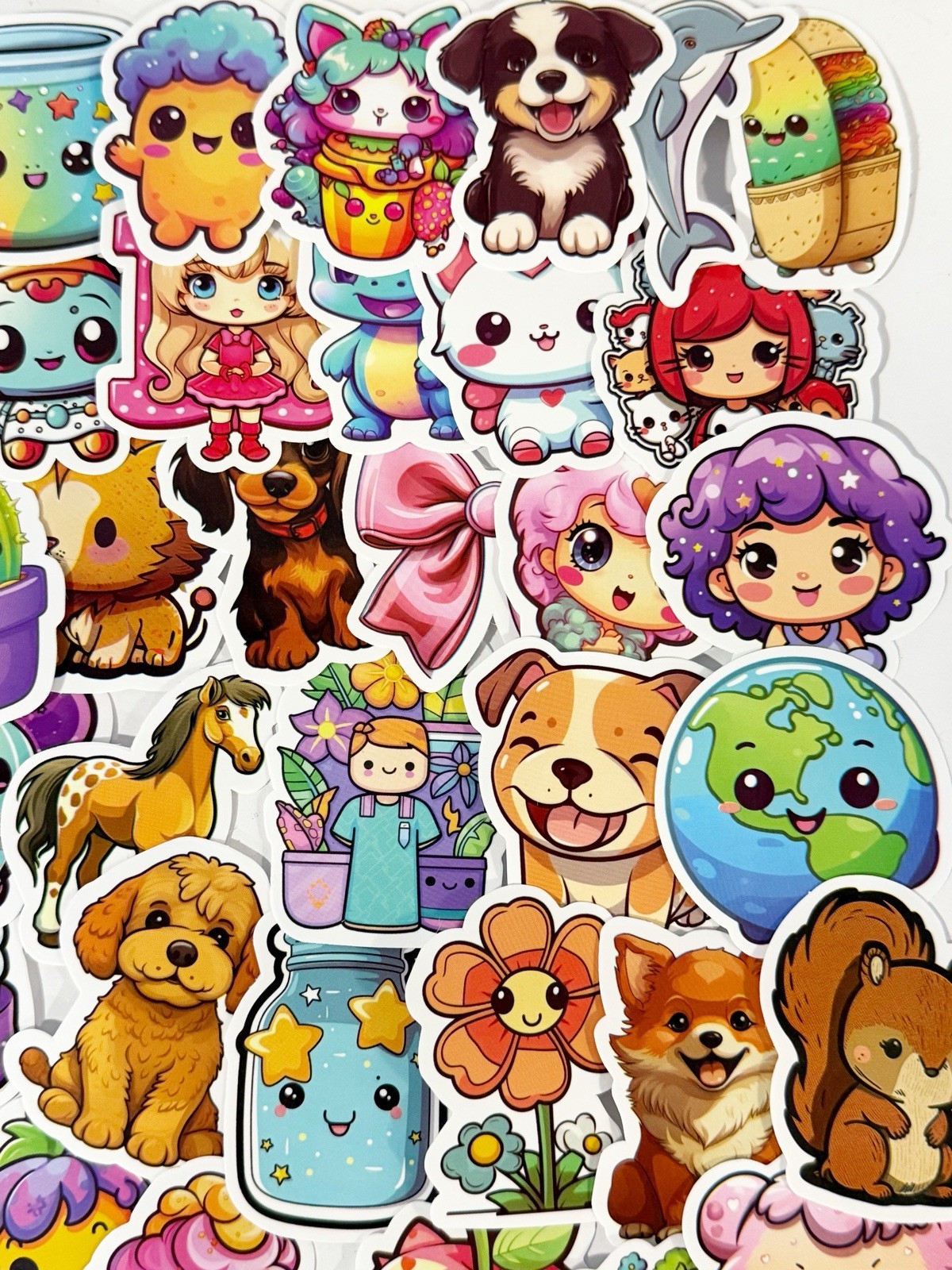 100PCS Cute Waterproof Vinyl Stickers, Kawaii Cartoon Stickers for Kids, Animals