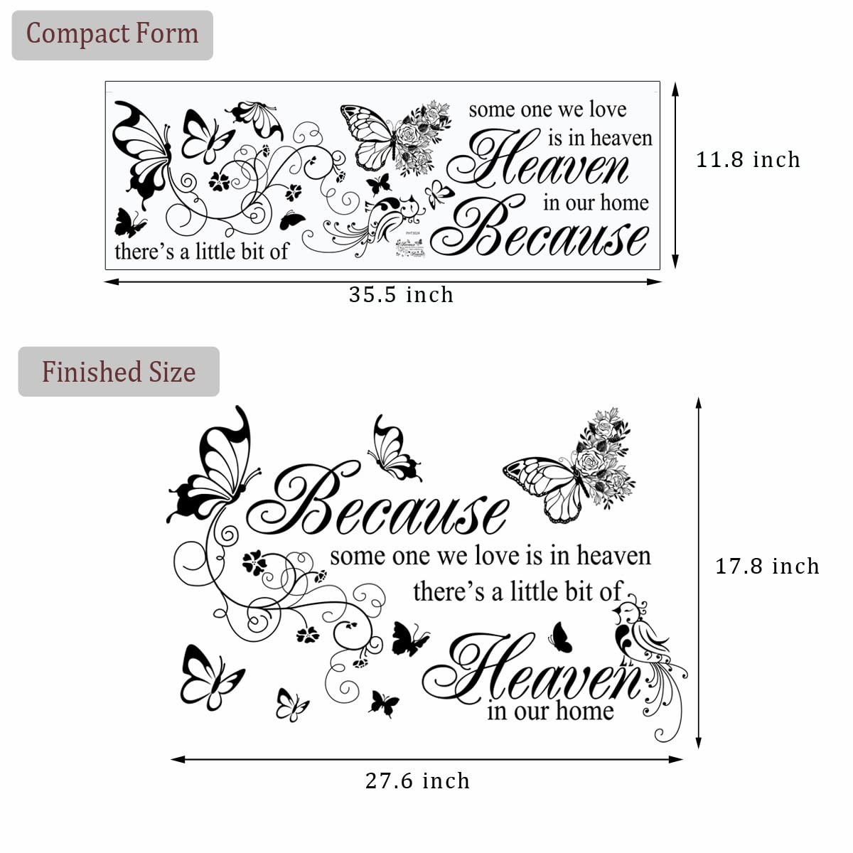 Wall Decals Inspirational Saying Because Someone We Love is in Black