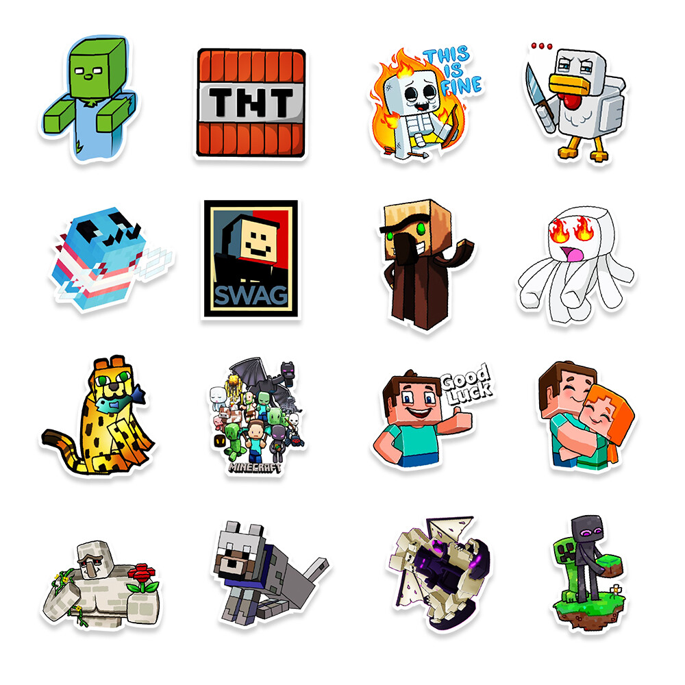 50 Pcs Stickers Minecraft Video Game Skateboard Laptop Luggage Phone Car Vinyl
