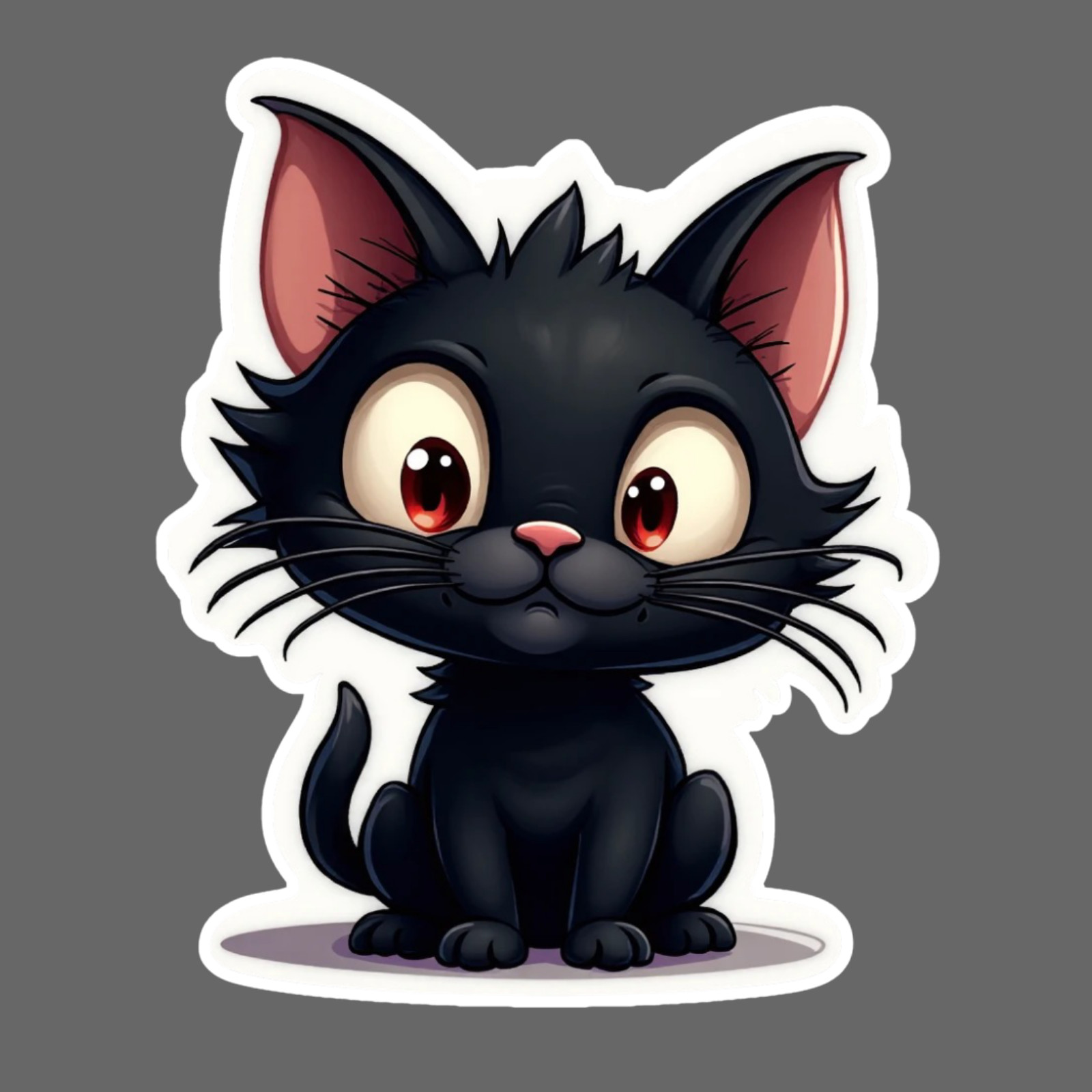 Black Cat Sticker Vinyl Decal Cute Cartoon Big Eyes Kawaii Laptop Car