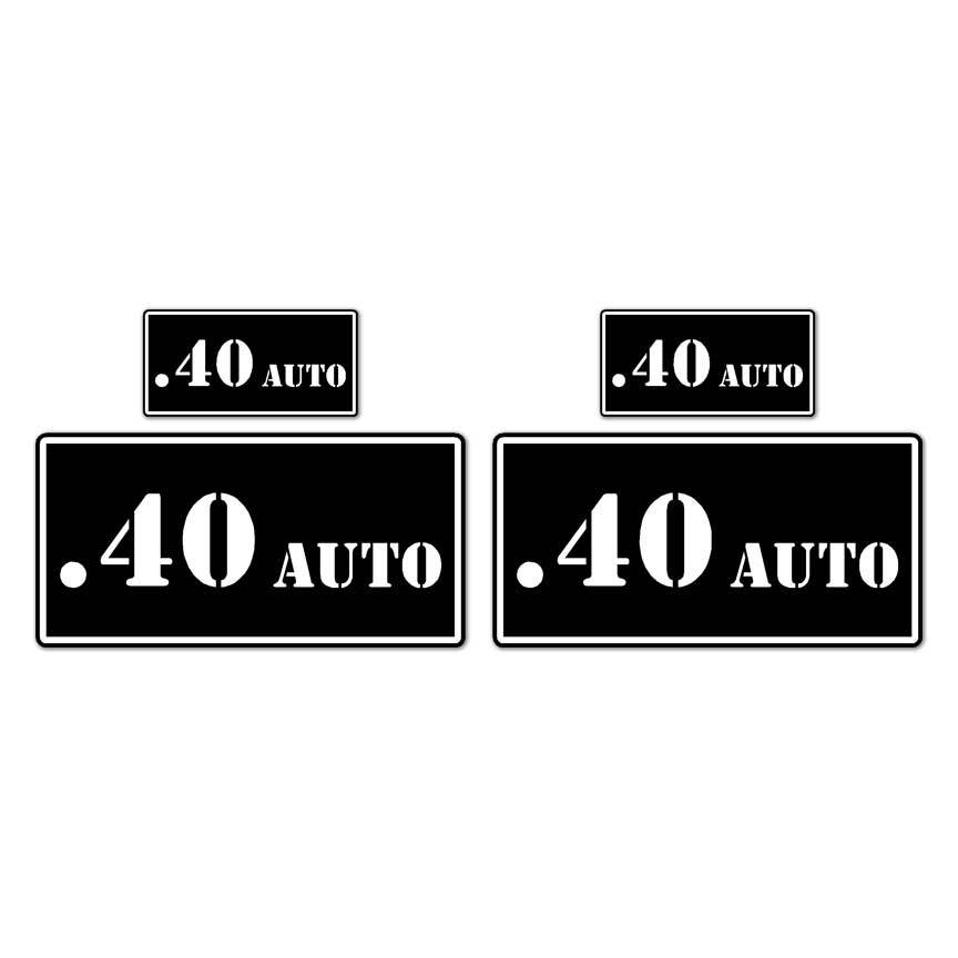 .40 Auto B&W Ammo Box Set, Vinyl Decal Sticker, 2@ 1″x2″ & 2@ 2″x4″, #8407