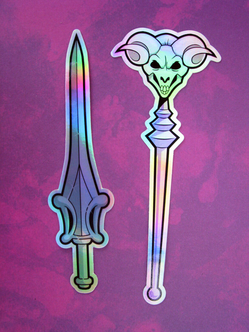 He-Man Sword Skeletor She-Ra Stickers Holographic Masters of the Universe MOTU