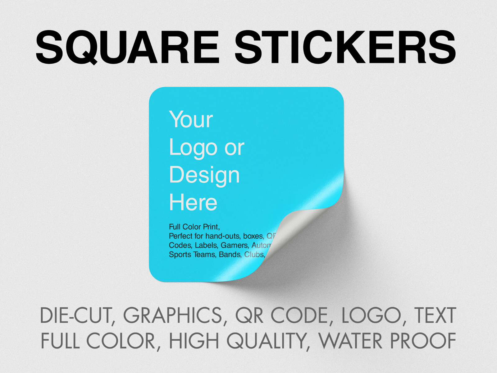 50 3×3 Custom Printed Full Color Outdoor Vinyl Car Bumper Sticker Decal Die Cut