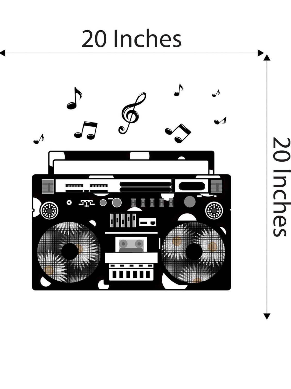 Vinyl Music Wall Decal Boombox Flower Themed Size: 20 in x 20 in