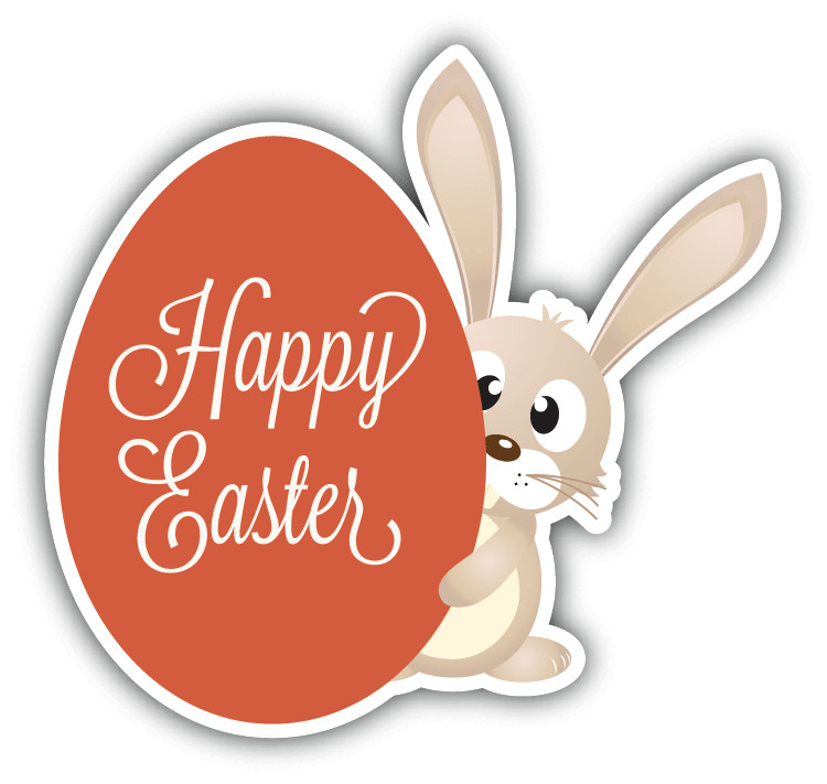 Happy Easter Bunny With Egg Car Bumper Sticker Decal