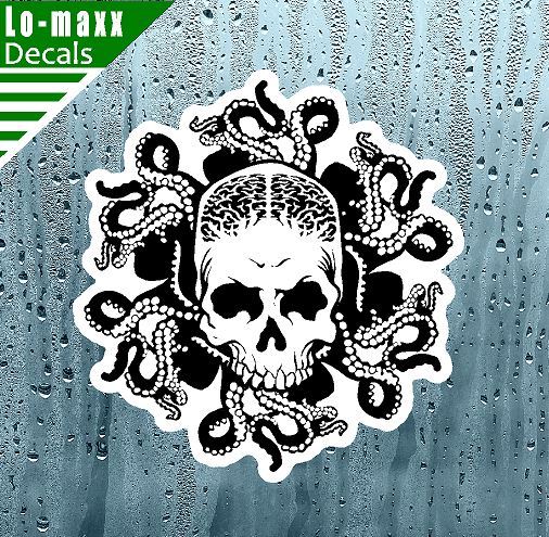 Octo-Skull Octopus Art Unique Original Custom Design Printed Vinyl Sticker