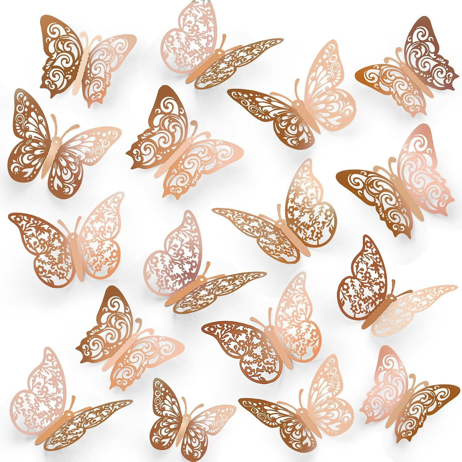 72 Pcs Rose Gold Butterfly Decorations, 3 Sizes 3 Styles, Wall Decor …
