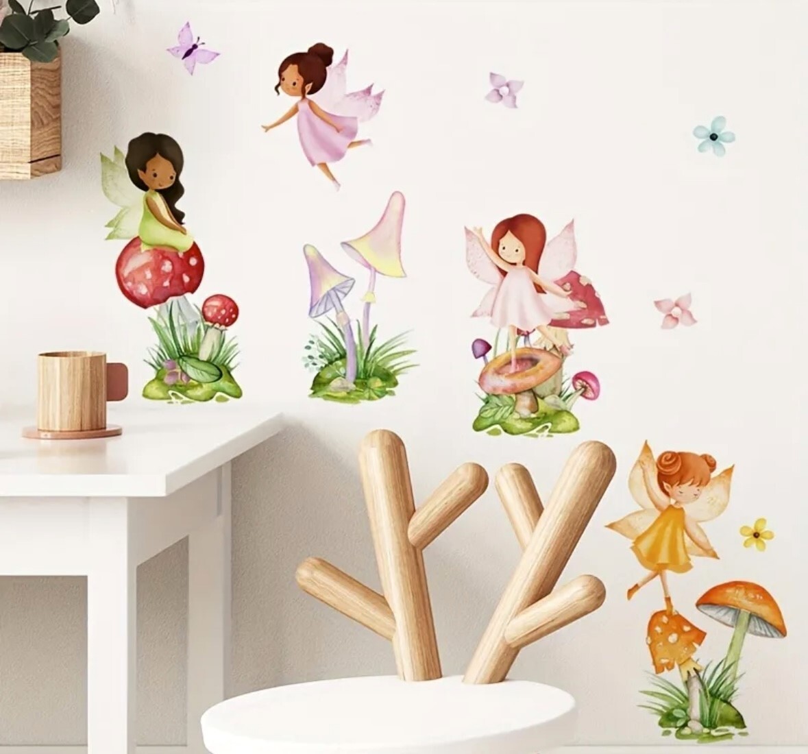 Children’s Removable Wall Decals Magical Colorful Woodland Fairies Toadstools