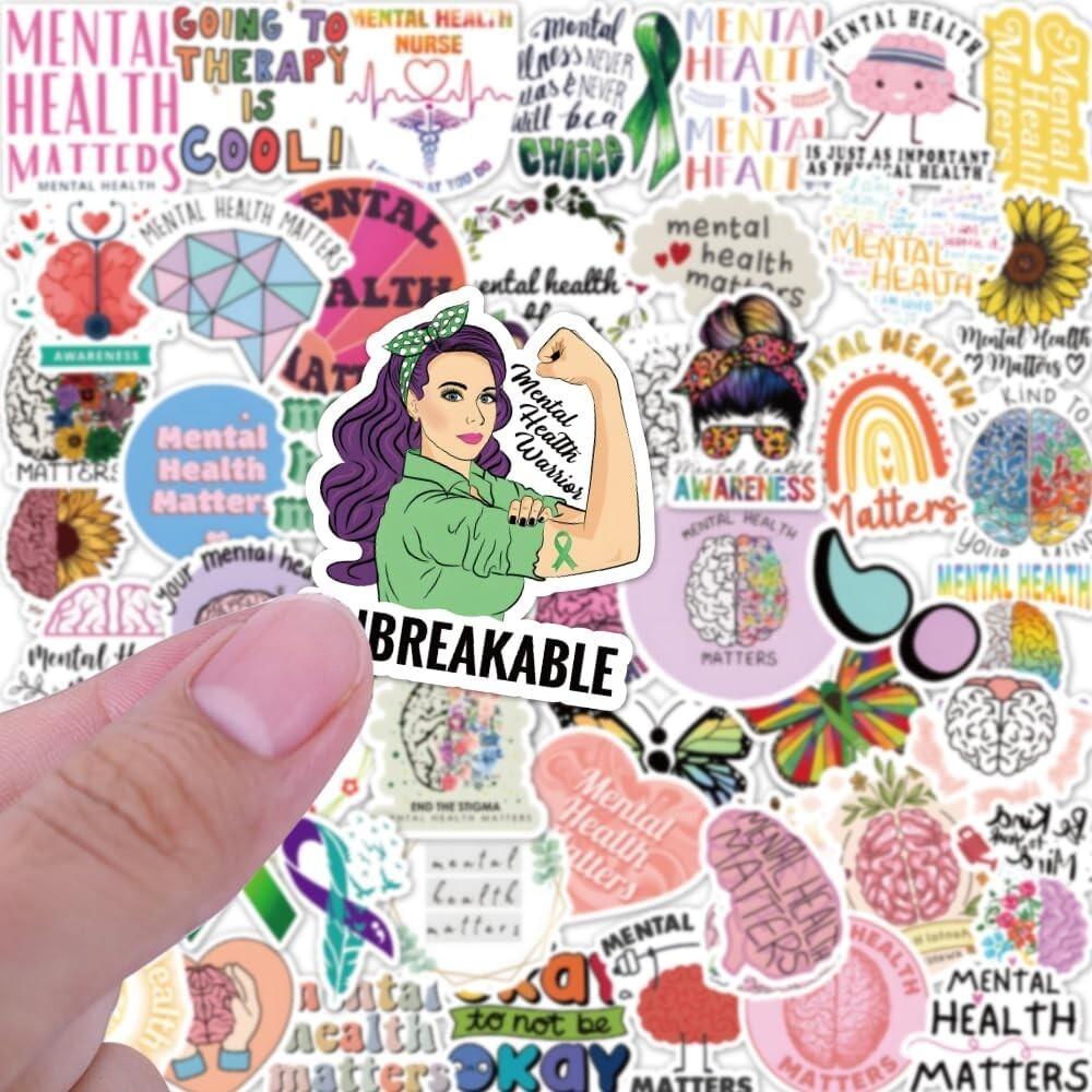 100 pcs Mental Health Stickers Decals, Mental Health Awareness Stickers