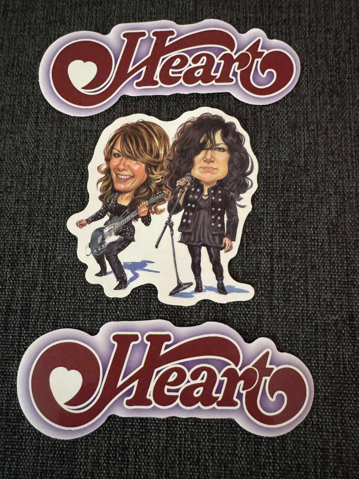Lot (3) HEART 1″ to 3 1/4″ Band STICKERS Free SHIP! Ann Nancy Wilson Caricature