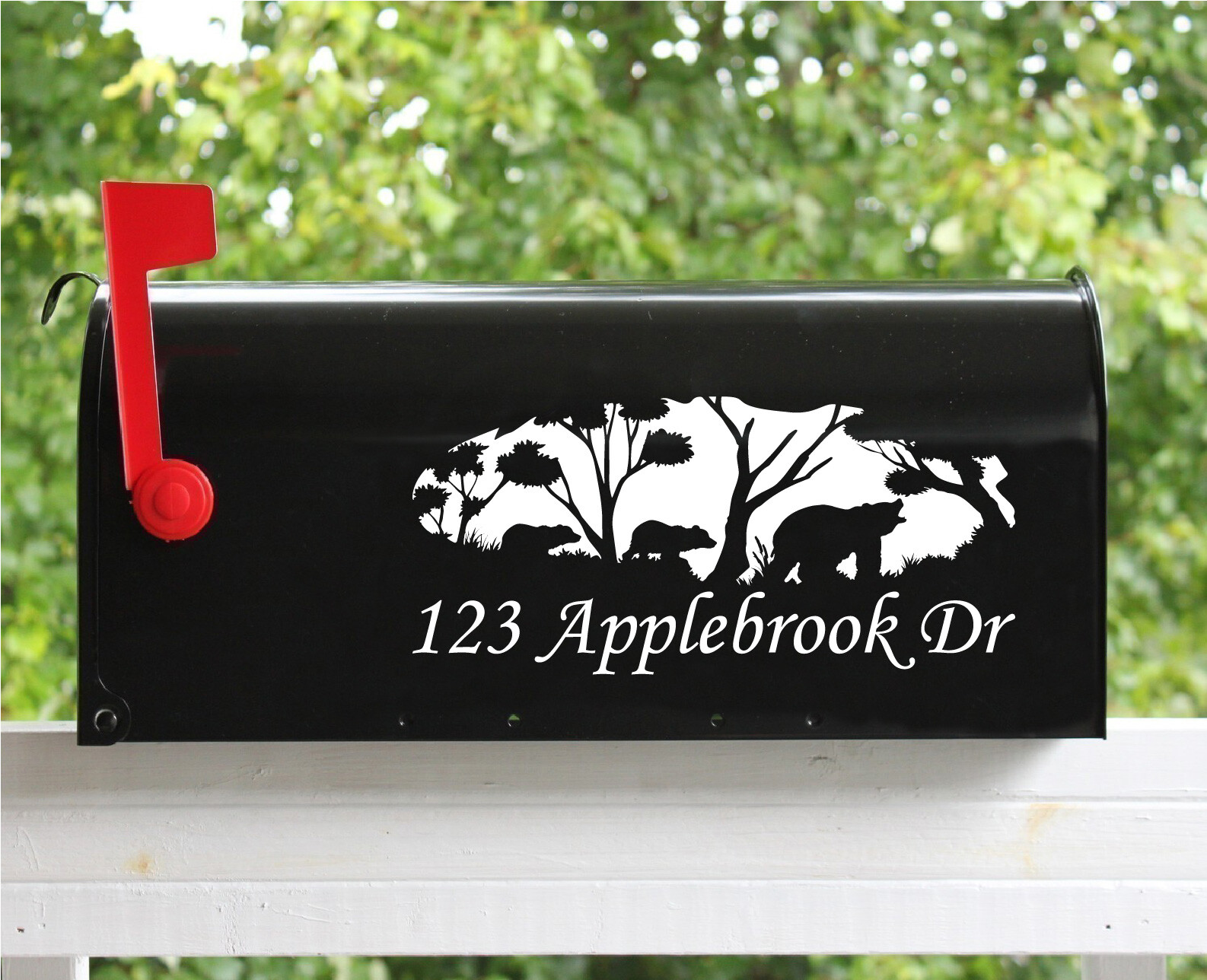 Set of 2 – 5″ x 11″ Custom Black Bear Grizzly Cub Mailbox Decals Stickers Street