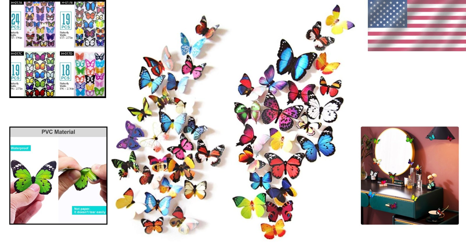 Waterproof 80pcs Butterfly Wall Stickers – Colorful Indoor Decor for All Ages