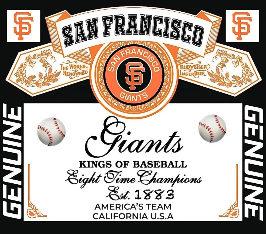 SAN FRANCISCO GIANTS Bud Sticker *NEW* Measures 4″ x 3.5″ Est. 1883