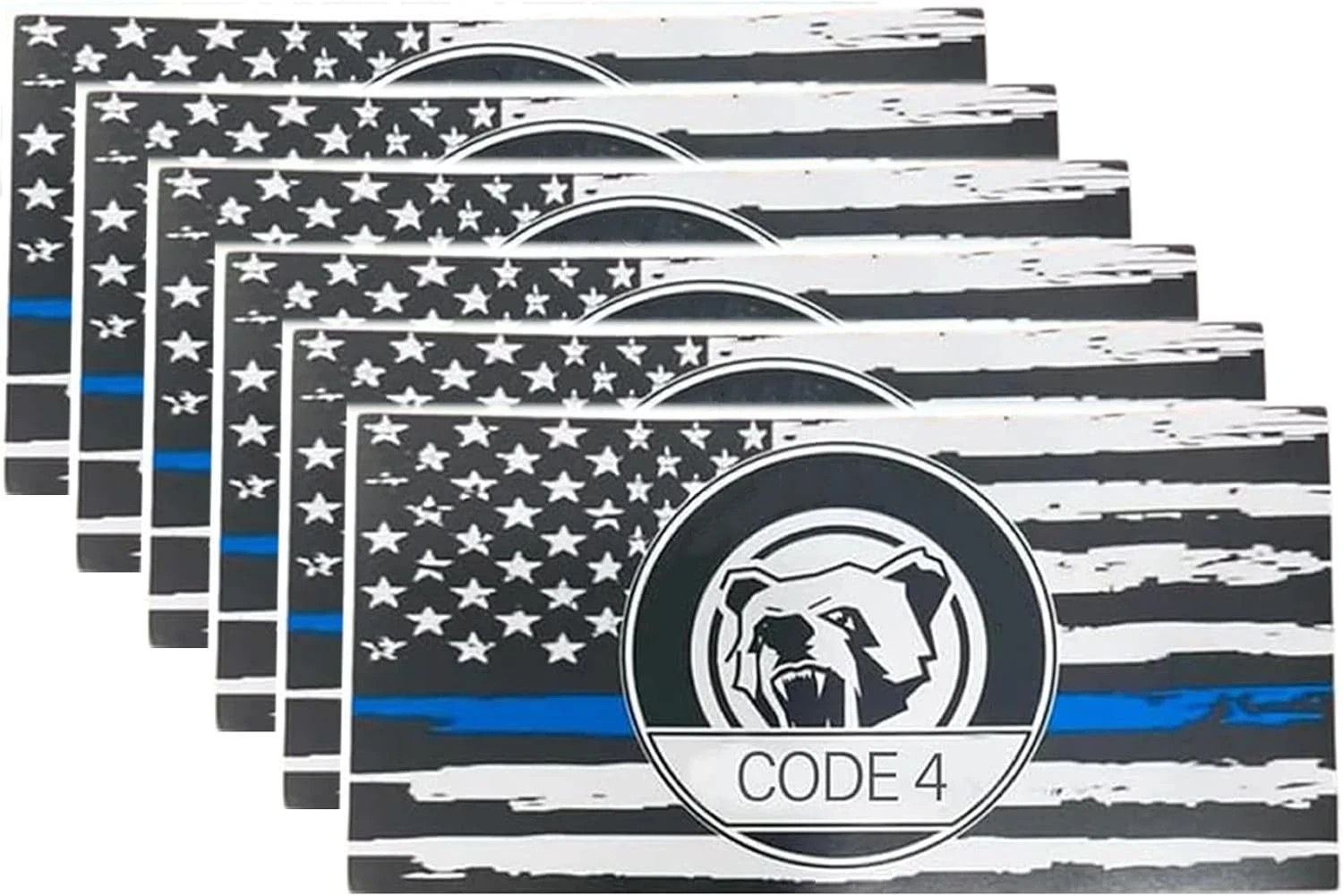 6pcs Thin Blue Line Flag Car Sticker Decals – Police Support American Flag Set