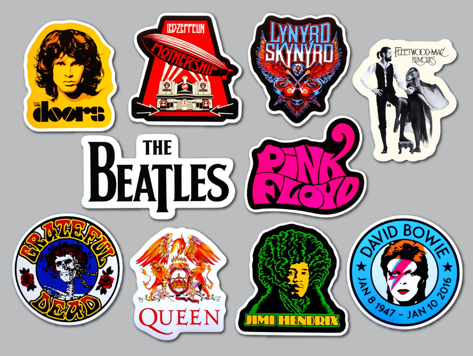Classic Rock Vinyl Sticker Lot (10 Stickers) SET 7 led zeppelin doors pink floyd