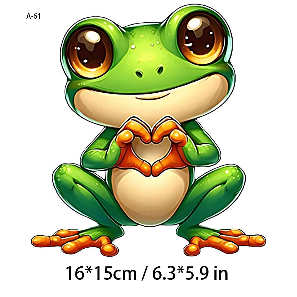 2PC Cute Frog Vinyl Stickers with Heart Pattern Waterproof Decals for Car Tru…