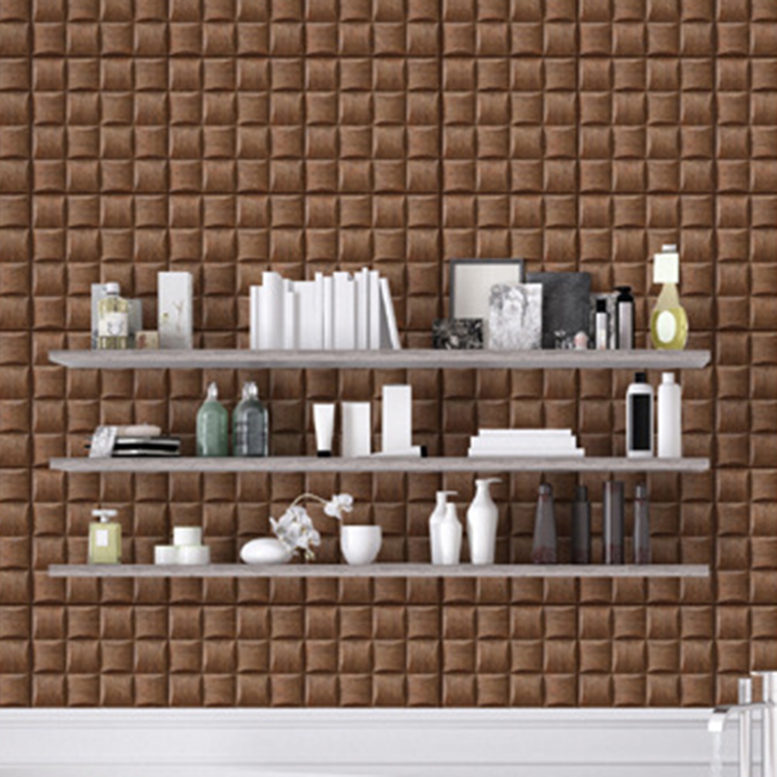 20Pcs30x30CM 3D Brick Wall Panel PVC Self-Adhesive Waterproof Wood Grain Sticker