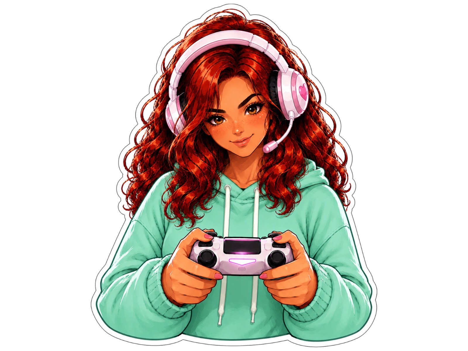 Gamer Girl Sticker Decal – Gamer Girl Controller Laptop Window Car 3.2″