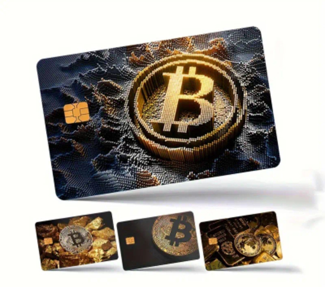 4 PCS Set Bitcoin Credit Card Cover Sticker Skin Precut Small Chip Debit Bank