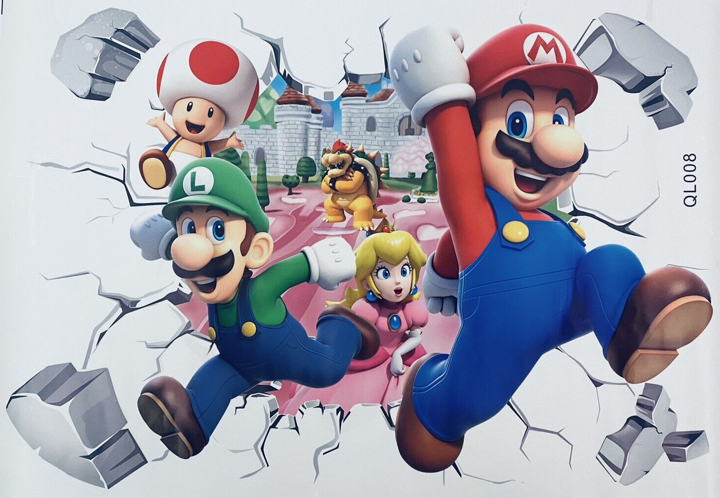 Super Mario Bros Removable Wall Sticker 21″x14.75″ 3D Decal Kids Home Decor