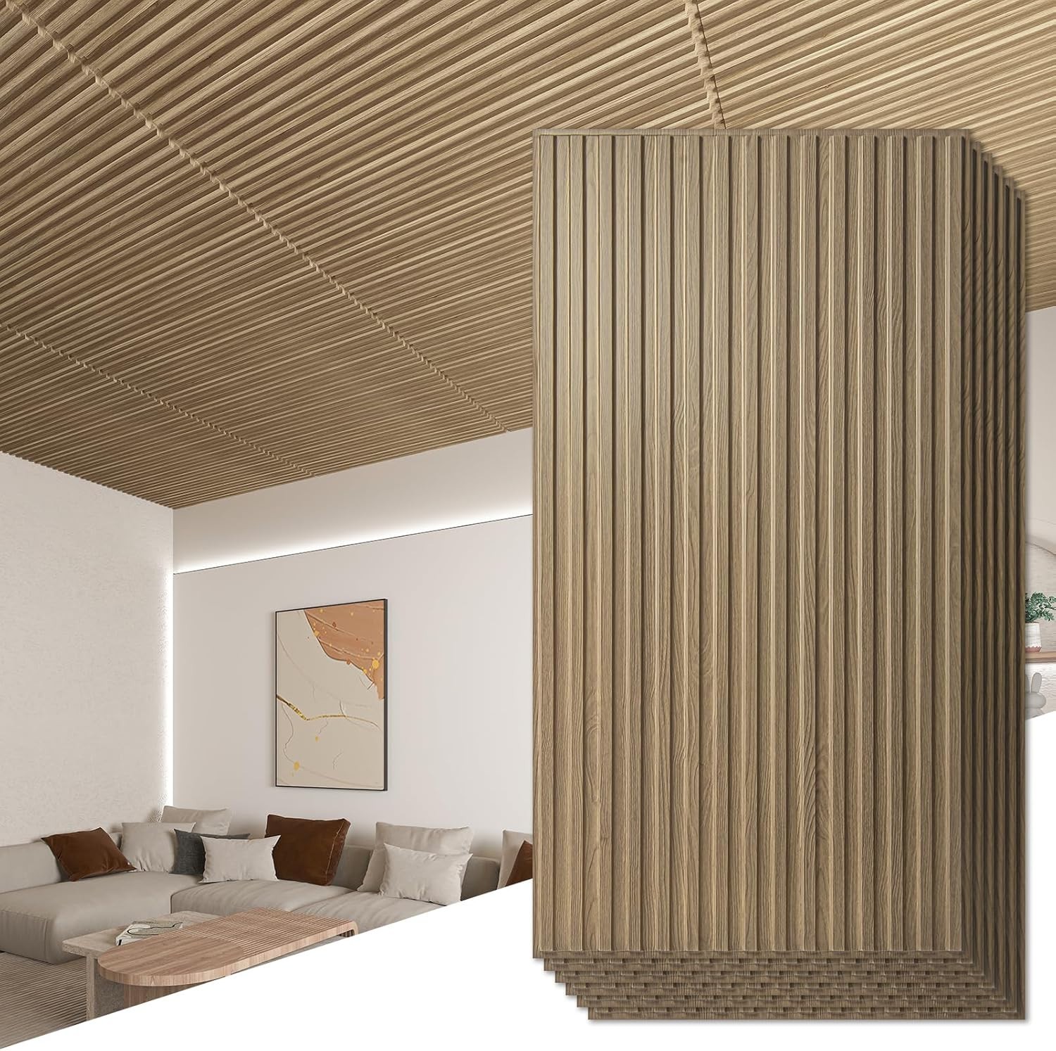 3D Wall Panels 6-Pack – Modern PVC Slat Design^