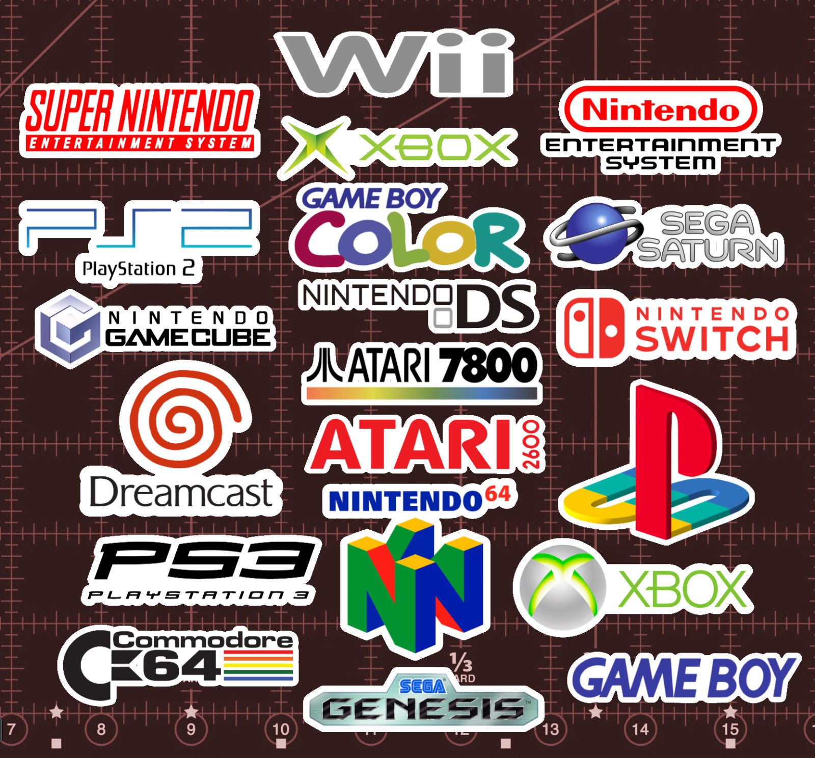 20 Video Game Console Logo Stickers – White, Clear or Holographic – Nintendo PS4