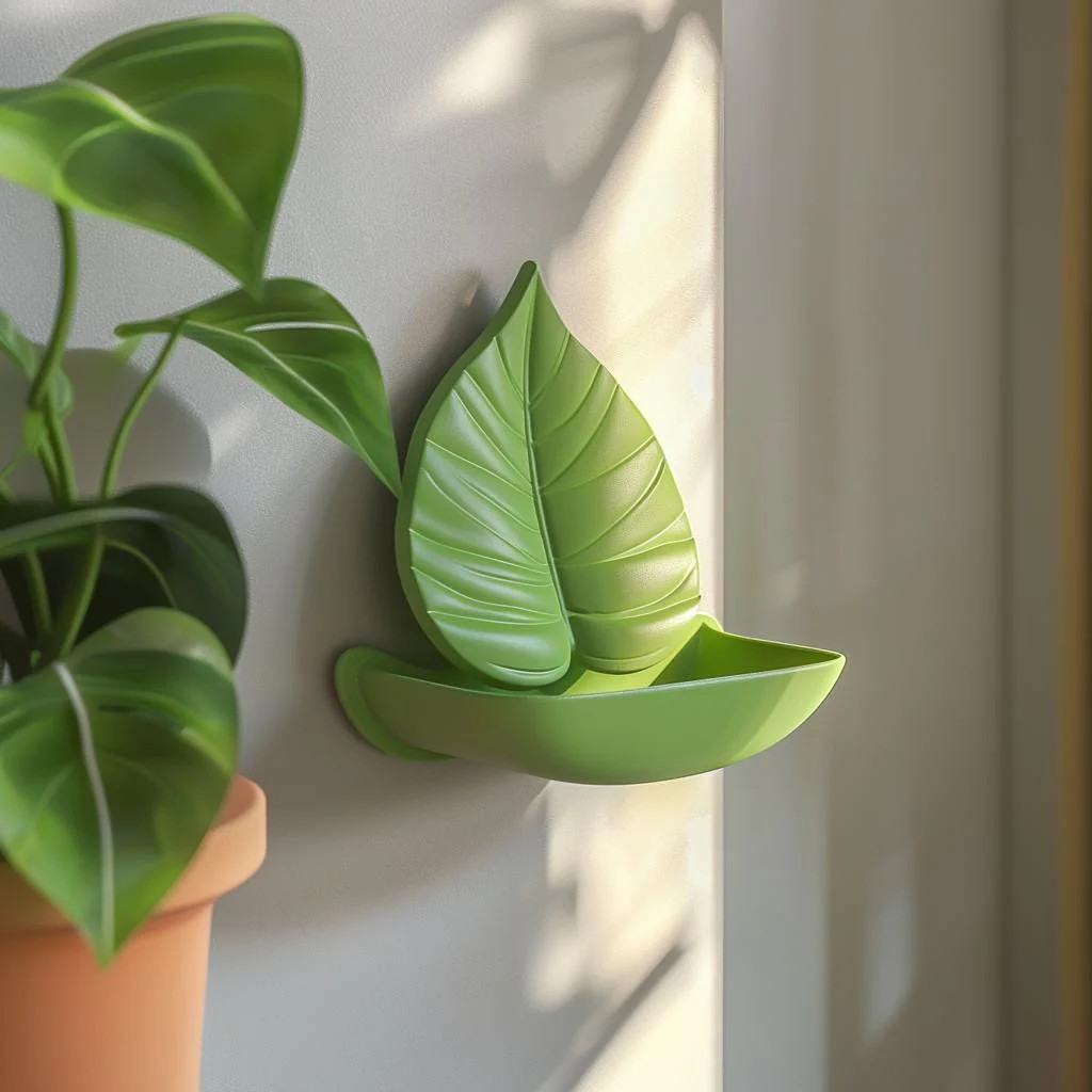 3D Printed Leaf Wall Shelf | Modern Botanical Floating Shelf Design | Unique