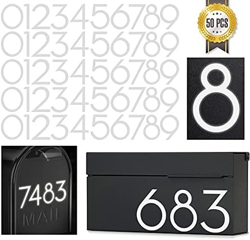 2 inch Reflective Mailbox Numbers Sticker (0-9, 5 Sets) Modern Number Vinyl Wate