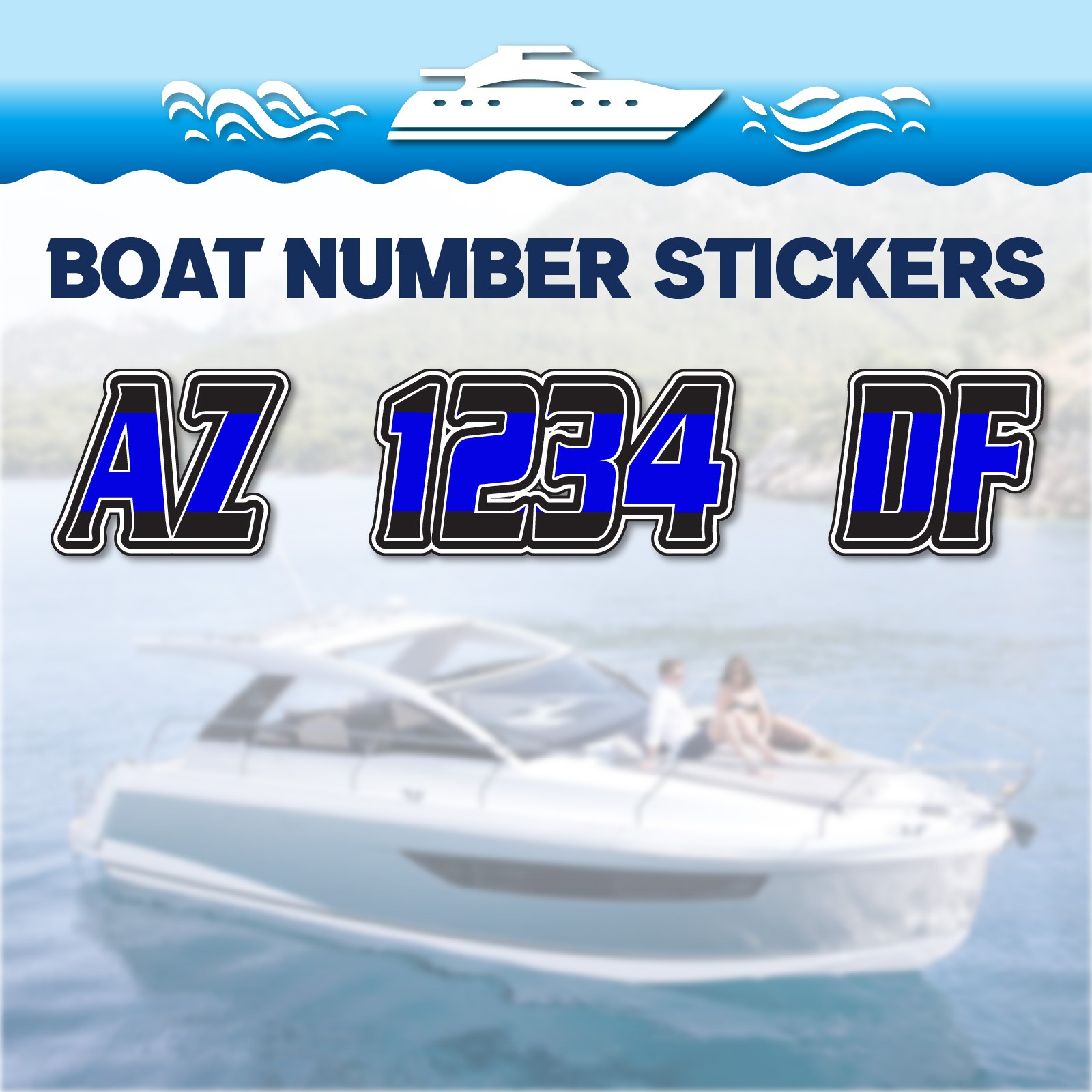 3 inch 2x Watercraft Number Custom Boat Registration Stickers3 inch Plain