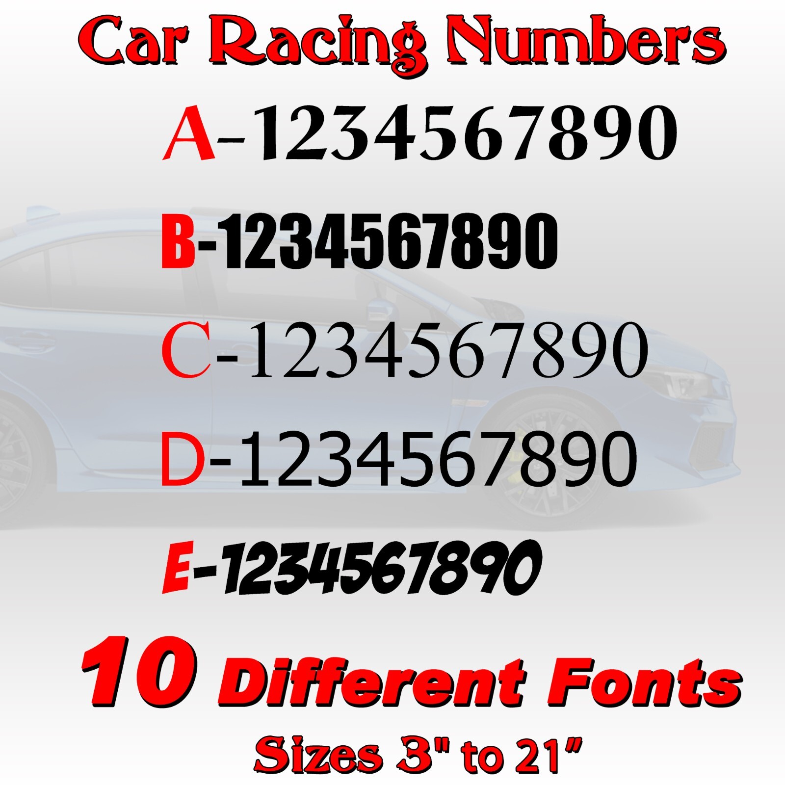 2 pack Racing Car numbers circle door custom number rally sport die-cut decal V4